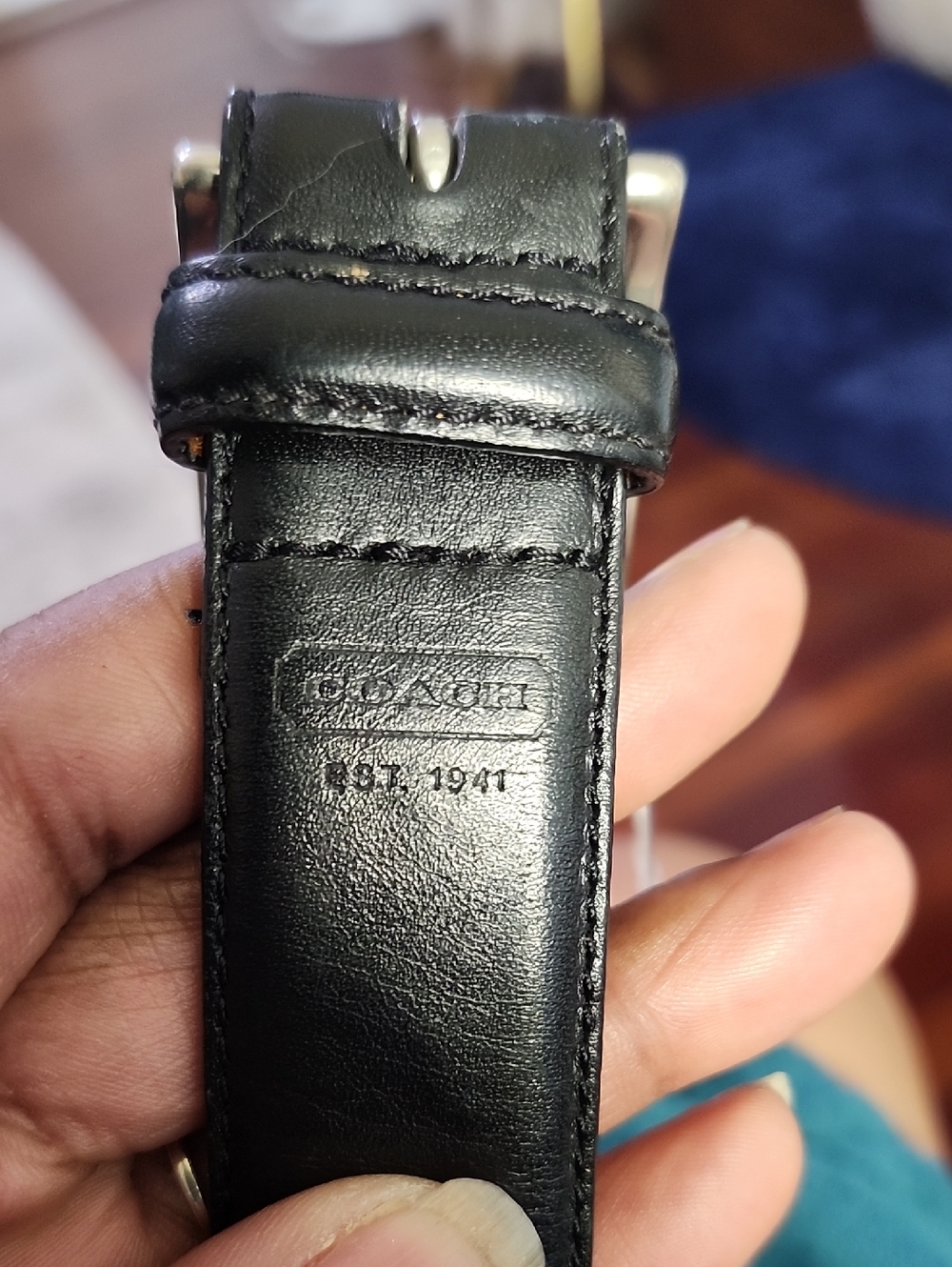 Coach Classic Black Leather Belt Sz.40"-42" & 1.25" W Unisex Silvertone Brass - Picture 9 of 13